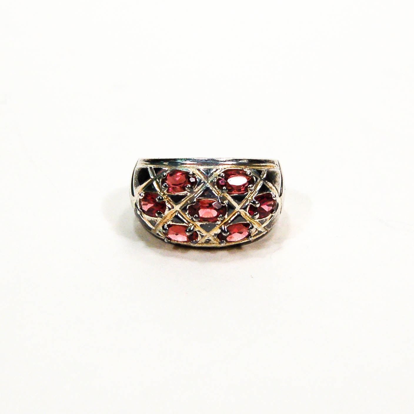 Sterling Silver Wide Brand Ring with Semi Precious Stones by 1980s - Vintage Meet Modern Vintage Jewelry - Chicago, Illinois - #oldhollywoodglamour #vintagemeetmodern #designervintage #jewelrybox #antiquejewelry #vintagejewelry