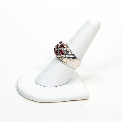 Sterling Silver Wide Brand Ring with Semi Precious Stones by 1980s - Vintage Meet Modern Vintage Jewelry - Chicago, Illinois - #oldhollywoodglamour #vintagemeetmodern #designervintage #jewelrybox #antiquejewelry #vintagejewelry