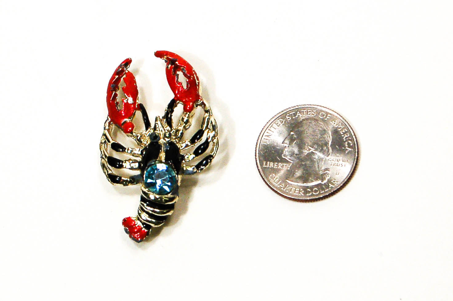 1970's Colorful Rhinestone Lobster Brooch by 1970's - Vintage Meet Modern Vintage Jewelry - Chicago, Illinois - #oldhollywoodglamour #vintagemeetmodern #designervintage #jewelrybox #antiquejewelry #vintagejewelry