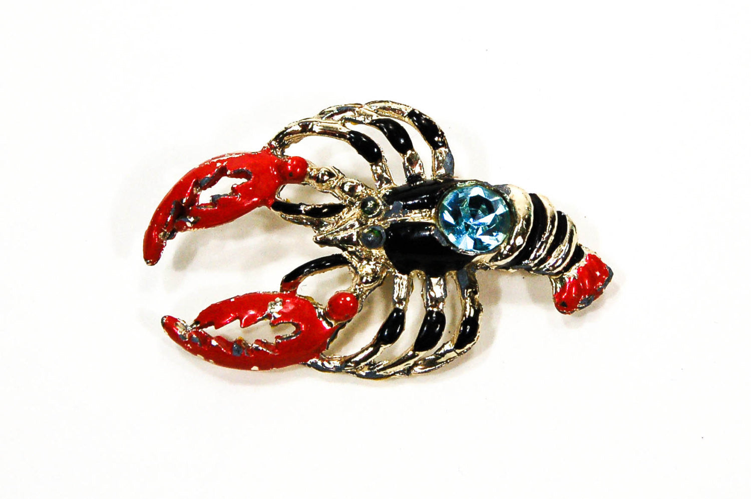 1970's Colorful Rhinestone Lobster Brooch by 1970's - Vintage Meet Modern Vintage Jewelry - Chicago, Illinois - #oldhollywoodglamour #vintagemeetmodern #designervintage #jewelrybox #antiquejewelry #vintagejewelry