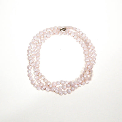 1960's Flat Faceted Pale Pink Bead Necklace by 1960s Vintage - Vintage Meet Modern Vintage Jewelry - Chicago, Illinois - #oldhollywoodglamour #vintagemeetmodern #designervintage #jewelrybox #antiquejewelry #vintagejewelry