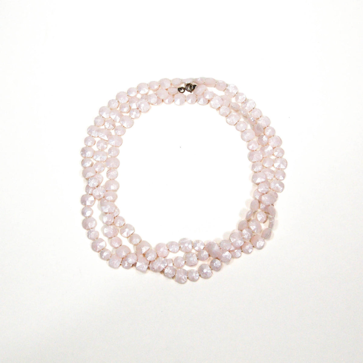 1960's Flat Faceted Pale Pink Bead Necklace