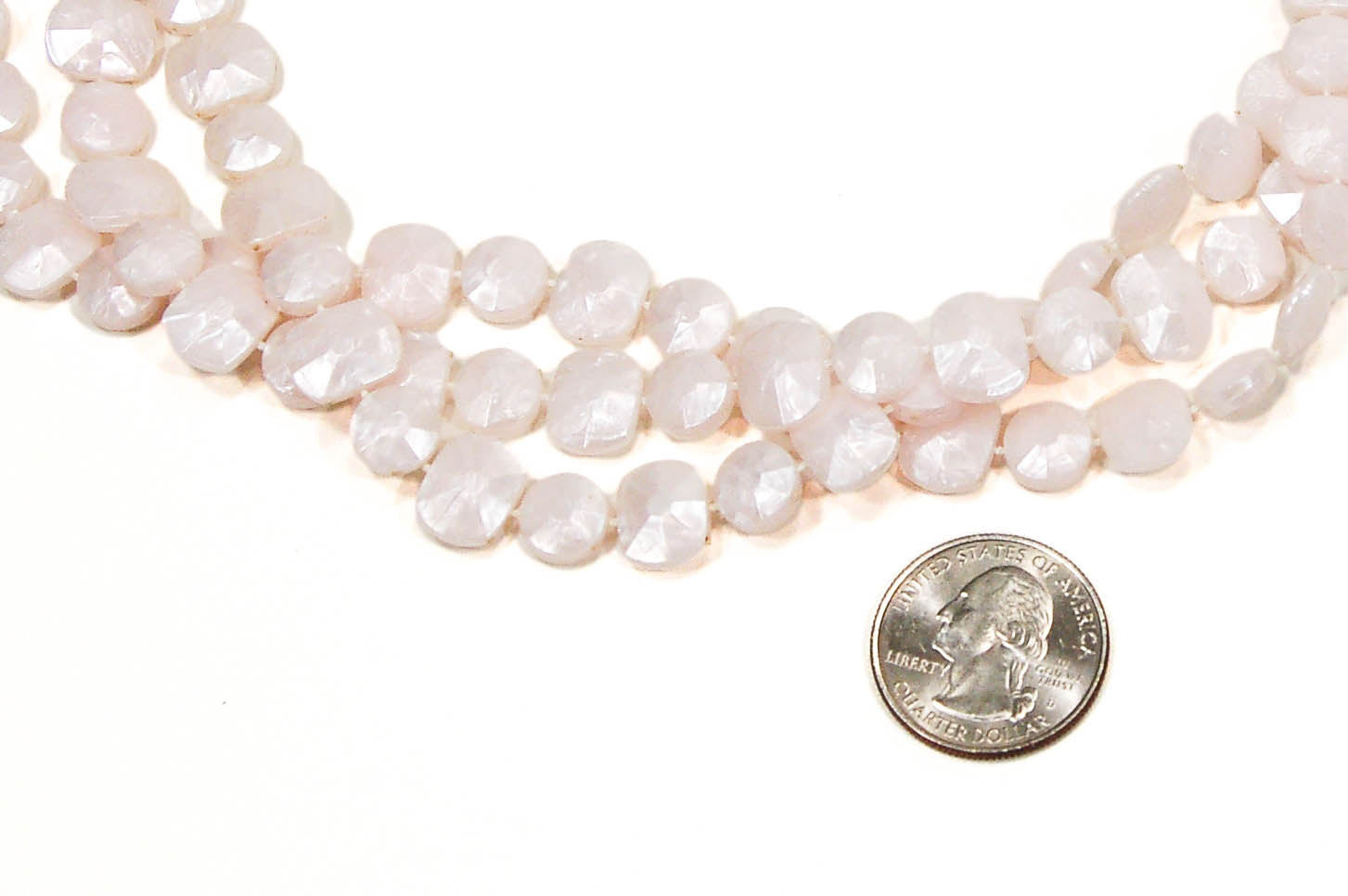 1960's Flat Faceted Pale Pink Bead Necklace by 1960s Vintage - Vintage Meet Modern Vintage Jewelry - Chicago, Illinois - #oldhollywoodglamour #vintagemeetmodern #designervintage #jewelrybox #antiquejewelry #vintagejewelry