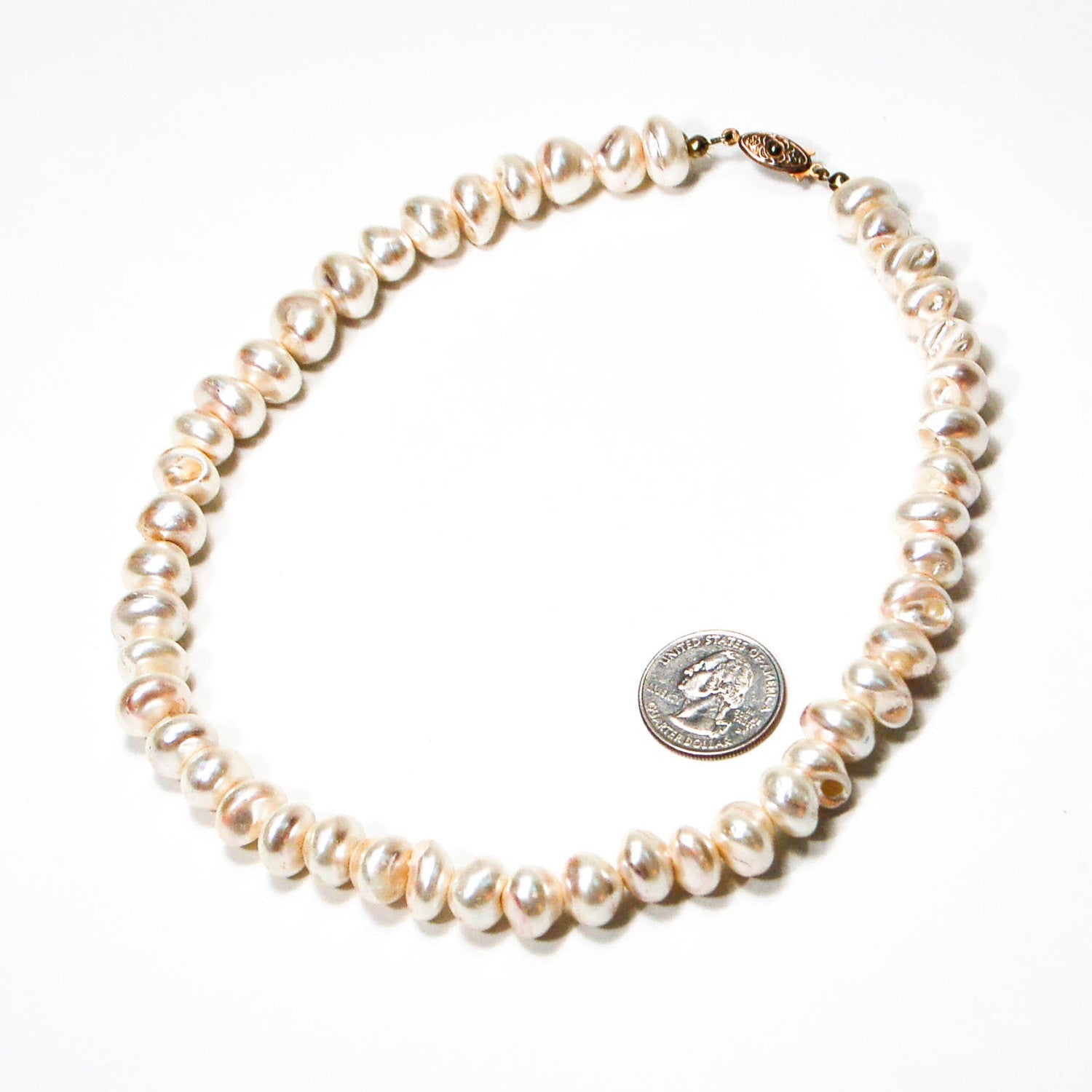 1980's Ivory Glass Baroque Pearl Necklace by 1980s - Vintage Meet Modern Vintage Jewelry - Chicago, Illinois - #oldhollywoodglamour #vintagemeetmodern #designervintage #jewelrybox #antiquejewelry #vintagejewelry