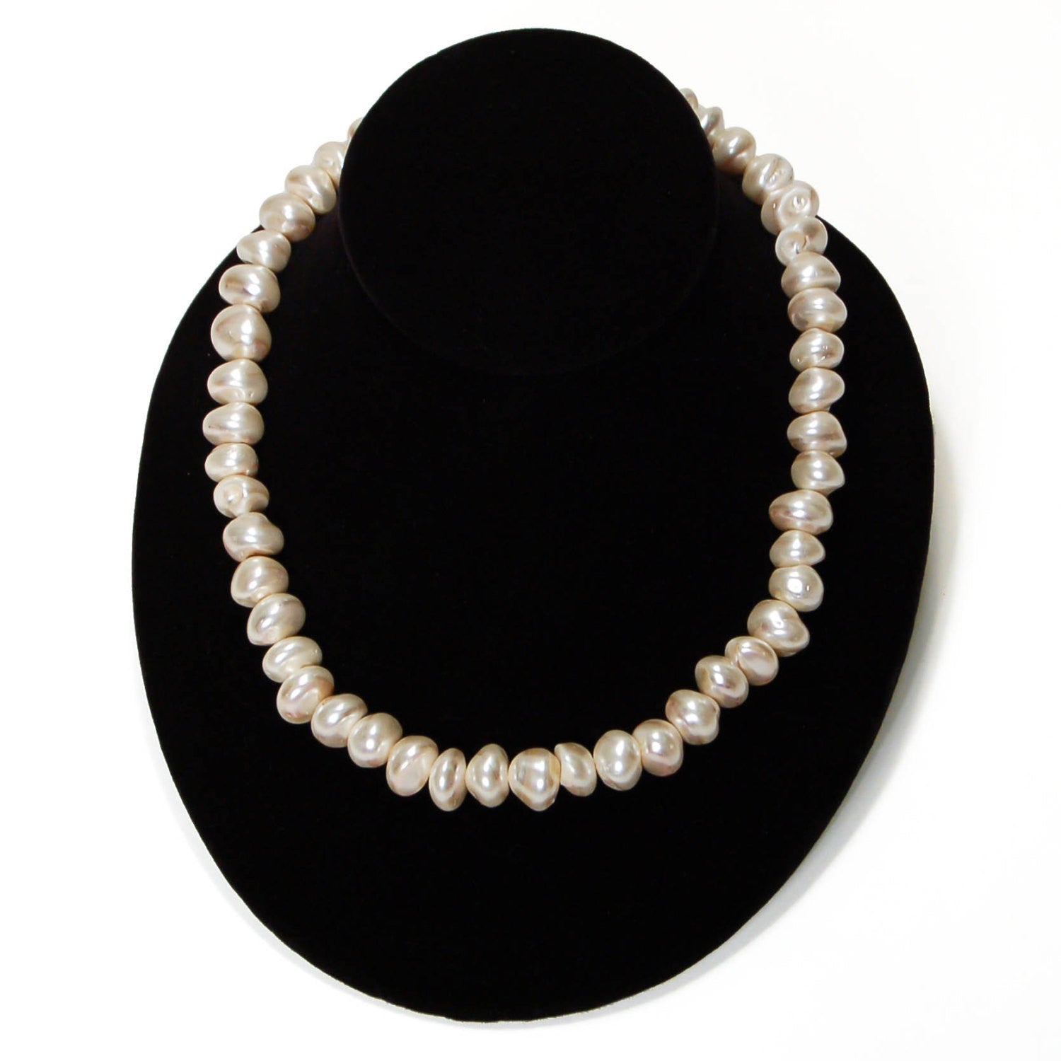 1980's Ivory Glass Baroque Pearl Necklace by 1980s - Vintage Meet Modern Vintage Jewelry - Chicago, Illinois - #oldhollywoodglamour #vintagemeetmodern #designervintage #jewelrybox #antiquejewelry #vintagejewelry