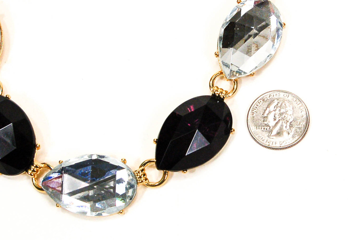 Bold Black and White Pear Shaped Rhinestone Necklace by 1980s - Vintage Meet Modern Vintage Jewelry - Chicago, Illinois - #oldhollywoodglamour #vintagemeetmodern #designervintage #jewelrybox #antiquejewelry #vintagejewelry