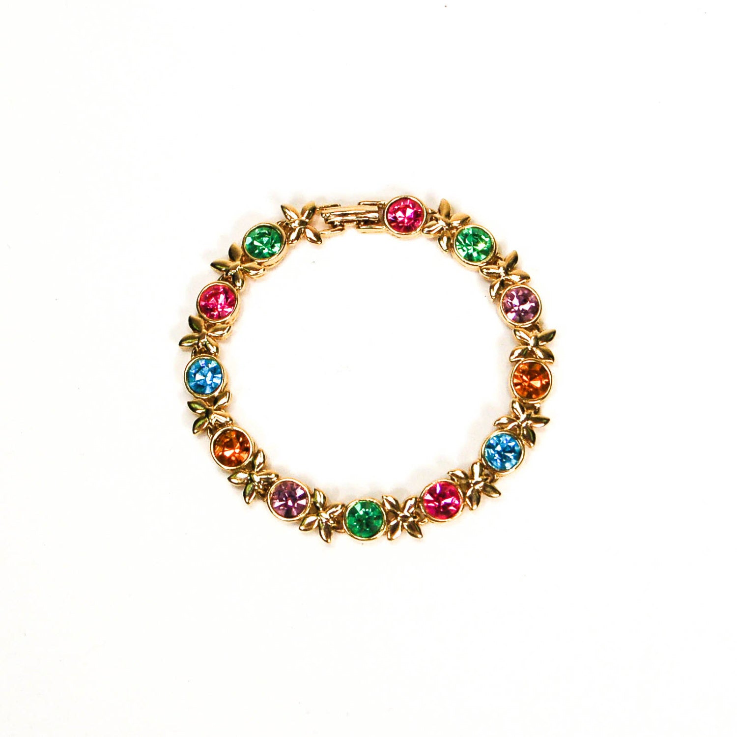 Multicolor Rhinestone Tennis Bracelet by Swarovski by Swarovski - Vintage Meet Modern Vintage Jewelry - Chicago, Illinois - #oldhollywoodglamour #vintagemeetmodern #designervintage #jewelrybox #antiquejewelry #vintagejewelry