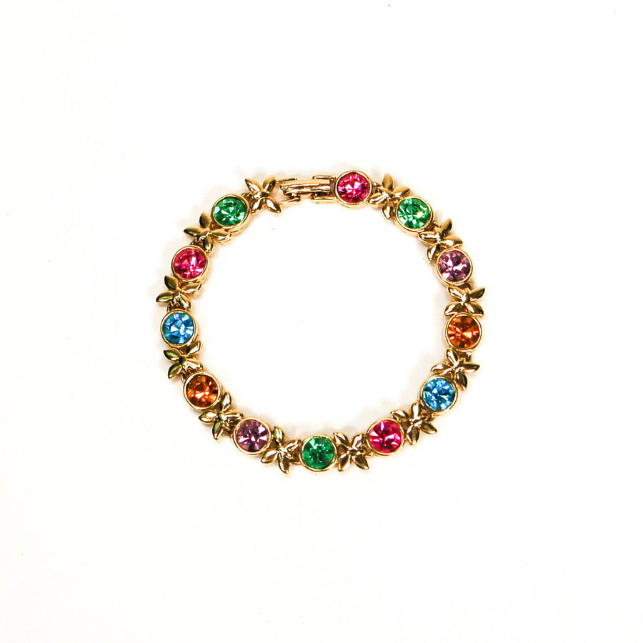 Multicolor Rhinestone Tennis Bracelet by Swarovski by Swarovski - Vintage Meet Modern Vintage Jewelry - Chicago, Illinois - #oldhollywoodglamour #vintagemeetmodern #designervintage #jewelrybox #antiquejewelry #vintagejewelry