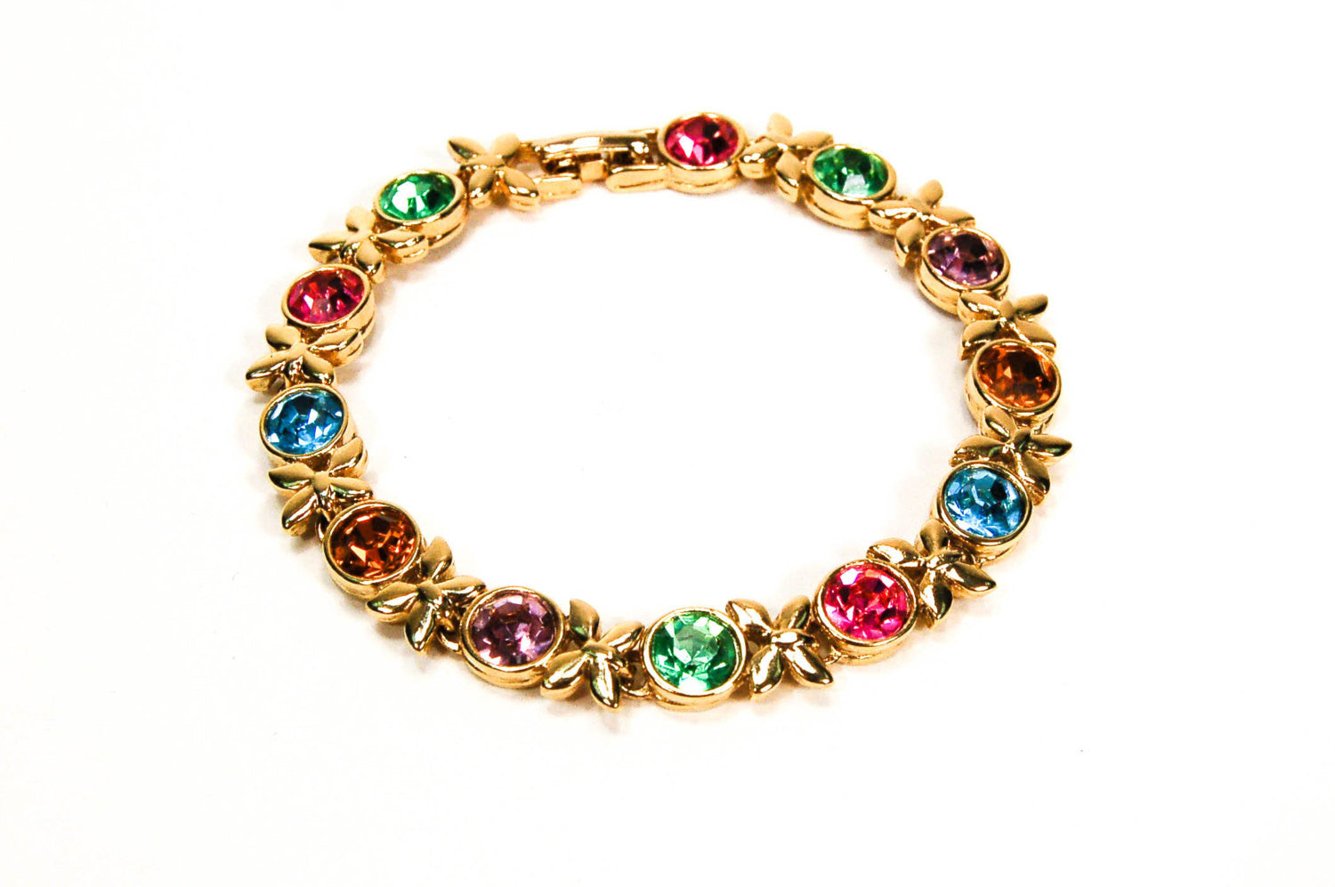 Multicolor Rhinestone Tennis Bracelet by Swarovski by Swarovski - Vintage Meet Modern Vintage Jewelry - Chicago, Illinois - #oldhollywoodglamour #vintagemeetmodern #designervintage #jewelrybox #antiquejewelry #vintagejewelry