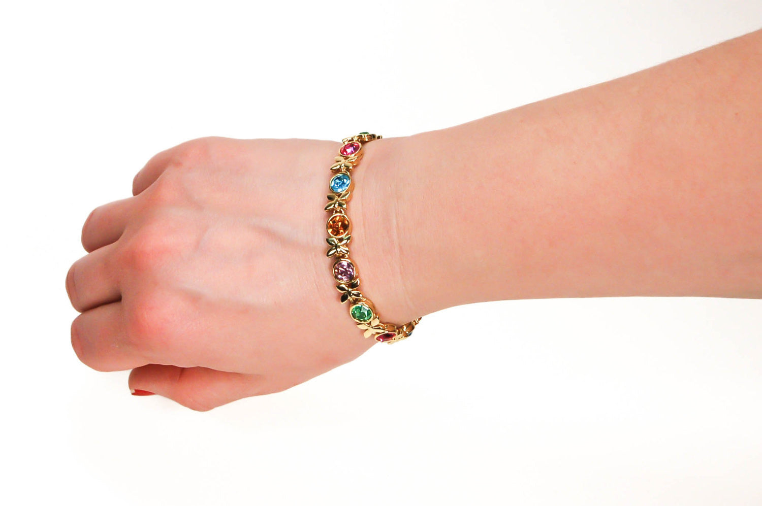 Multicolor Rhinestone Tennis Bracelet by Swarovski by Swarovski - Vintage Meet Modern Vintage Jewelry - Chicago, Illinois - #oldhollywoodglamour #vintagemeetmodern #designervintage #jewelrybox #antiquejewelry #vintagejewelry