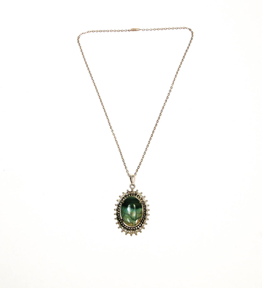 1960's Moss Green Art Glass Necklace by 1960s Vintage - Vintage Meet Modern Vintage Jewelry - Chicago, Illinois - #oldhollywoodglamour #vintagemeetmodern #designervintage #jewelrybox #antiquejewelry #vintagejewelry