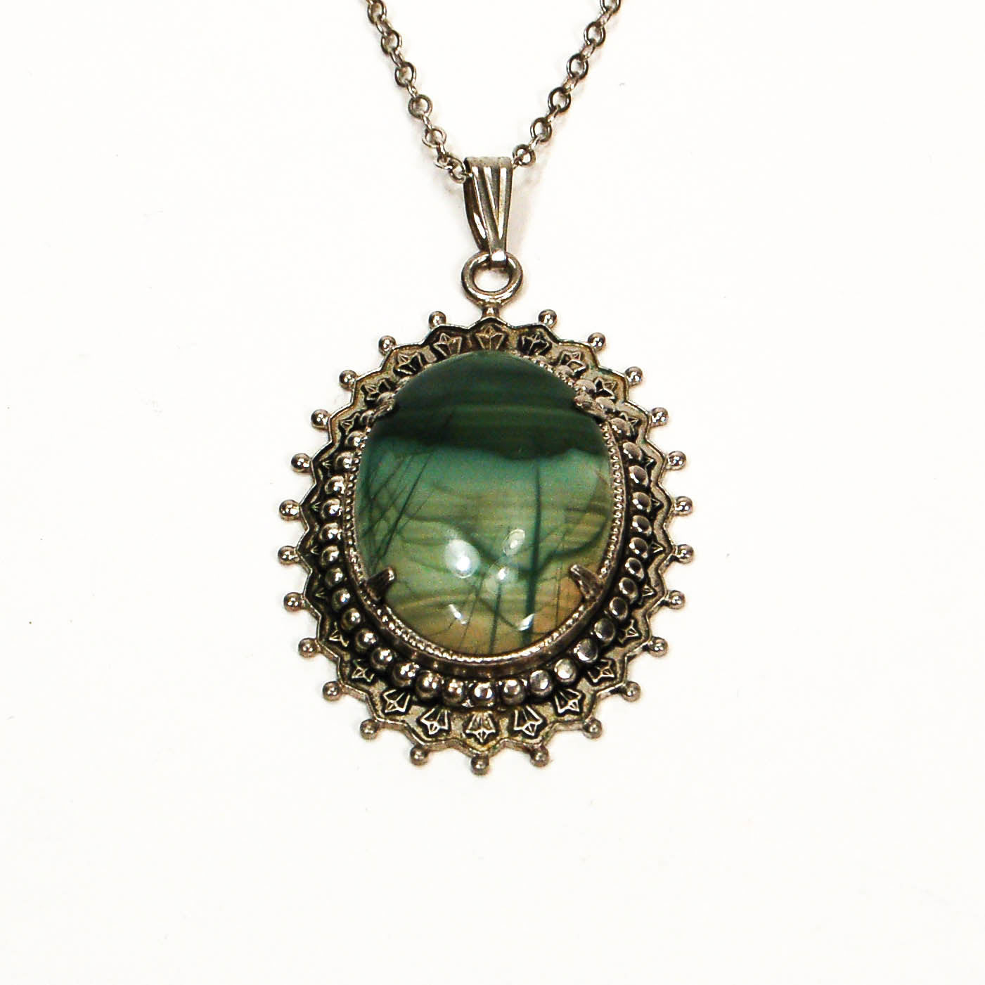 1960's Moss Green Art Glass Necklace by 1960s Vintage - Vintage Meet Modern Vintage Jewelry - Chicago, Illinois - #oldhollywoodglamour #vintagemeetmodern #designervintage #jewelrybox #antiquejewelry #vintagejewelry