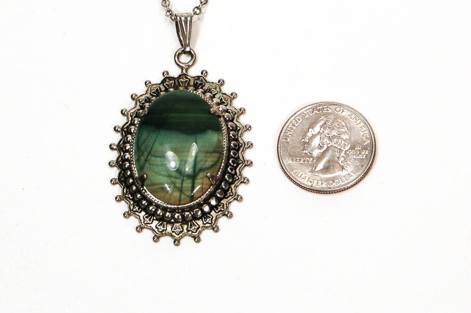 1960's Moss Green Art Glass Necklace by 1960s Vintage - Vintage Meet Modern Vintage Jewelry - Chicago, Illinois - #oldhollywoodglamour #vintagemeetmodern #designervintage #jewelrybox #antiquejewelry #vintagejewelry