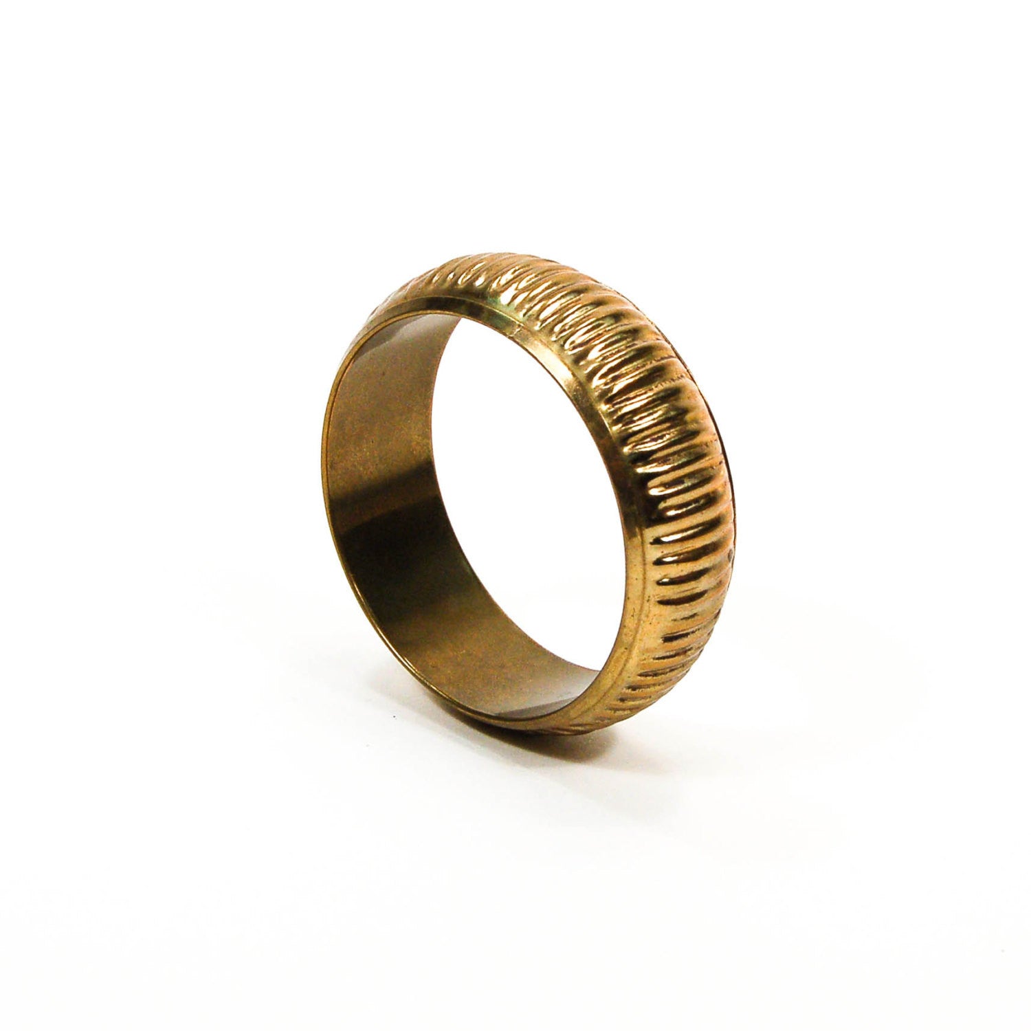 1970's Ribbed Brass Bangle by 1970's - Vintage Meet Modern Vintage Jewelry - Chicago, Illinois - #oldhollywoodglamour #vintagemeetmodern #designervintage #jewelrybox #antiquejewelry #vintagejewelry