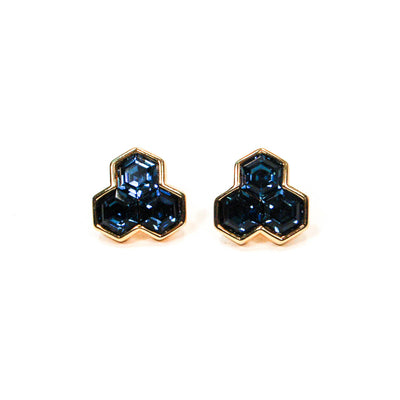 Hexagonal Blue Rhinestone Earrings by Swarovski by Swarovski - Vintage Meet Modern Vintage Jewelry - Chicago, Illinois - #oldhollywoodglamour #vintagemeetmodern #designervintage #jewelrybox #antiquejewelry #vintagejewelry