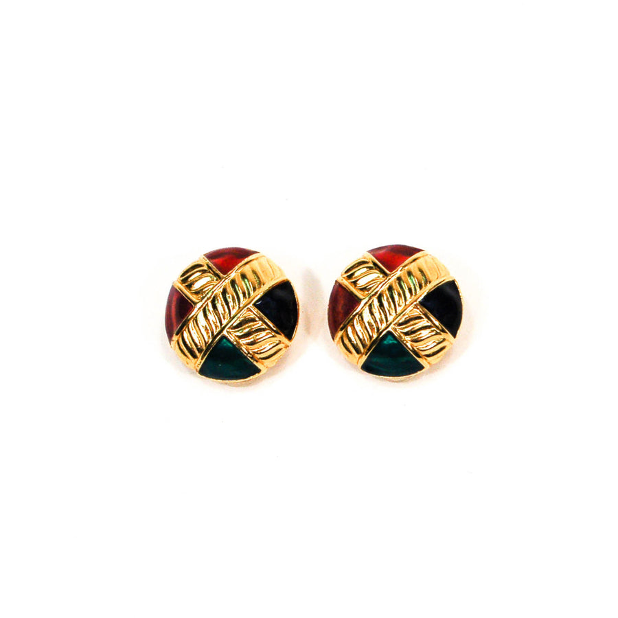 Round Jewel Tone Earrings by Anne Klein by Anne Klein Couture - Vintage Meet Modern Vintage Jewelry - Chicago, Illinois - #oldhollywoodglamour #vintagemeetmodern #designervintage #jewelrybox #antiquejewelry #vintagejewelry