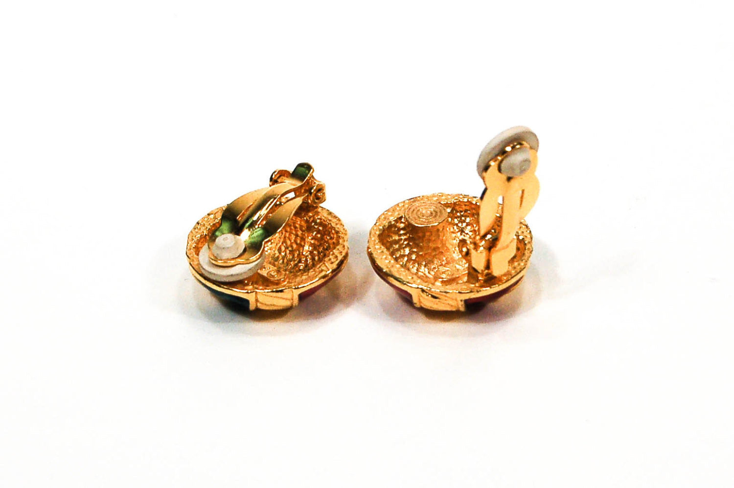 Round Jewel Tone Earrings by Anne Klein by Anne Klein Couture - Vintage Meet Modern Vintage Jewelry - Chicago, Illinois - #oldhollywoodglamour #vintagemeetmodern #designervintage #jewelrybox #antiquejewelry #vintagejewelry