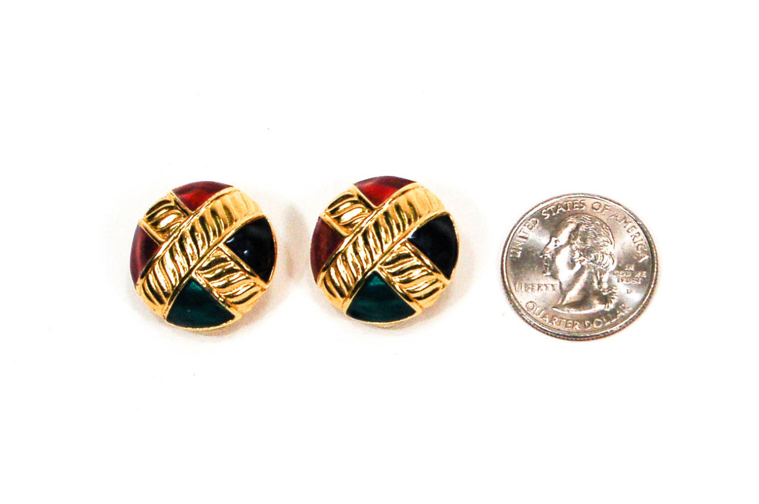 Round Jewel Tone Earrings by Anne Klein by Anne Klein Couture - Vintage Meet Modern Vintage Jewelry - Chicago, Illinois - #oldhollywoodglamour #vintagemeetmodern #designervintage #jewelrybox #antiquejewelry #vintagejewelry