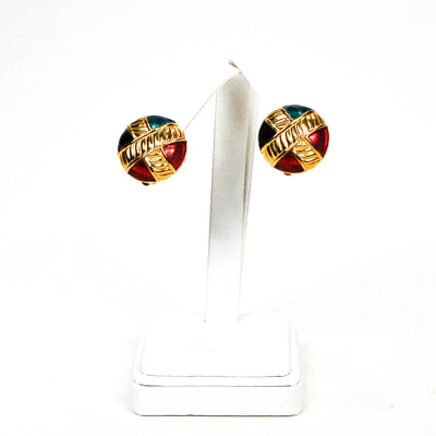 Round Jewel Tone Earrings by Anne Klein by Anne Klein Couture - Vintage Meet Modern Vintage Jewelry - Chicago, Illinois - #oldhollywoodglamour #vintagemeetmodern #designervintage #jewelrybox #antiquejewelry #vintagejewelry