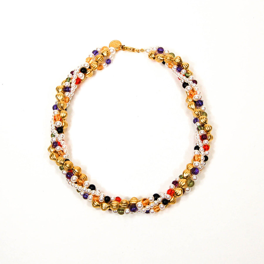 Colorful Beaded Necklace by Anne Klein by Anne Klein Couture - Vintage Meet Modern Vintage Jewelry - Chicago, Illinois - #oldhollywoodglamour #vintagemeetmodern #designervintage #jewelrybox #antiquejewelry #vintagejewelry