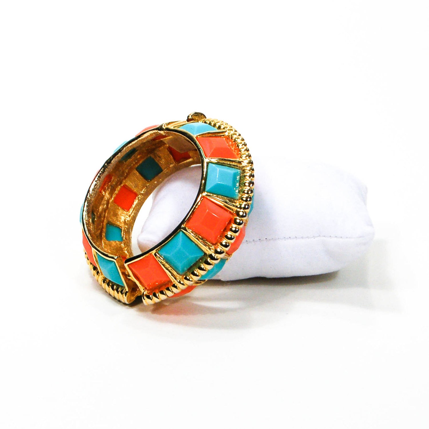 Coral and Turquoise Statement Bracelet by KJL by KJL - Vintage Meet Modern Vintage Jewelry - Chicago, Illinois - #oldhollywoodglamour #vintagemeetmodern #designervintage #jewelrybox #antiquejewelry #vintagejewelry