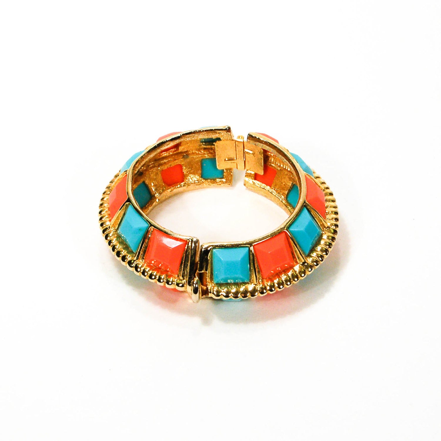 Coral and Turquoise Statement Bracelet by KJL by KJL - Vintage Meet Modern Vintage Jewelry - Chicago, Illinois - #oldhollywoodglamour #vintagemeetmodern #designervintage #jewelrybox #antiquejewelry #vintagejewelry