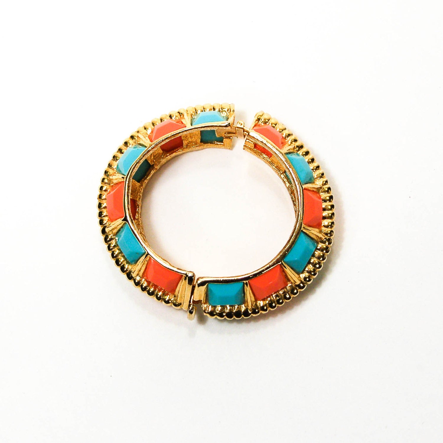 Coral and Turquoise Statement Bracelet by KJL by KJL - Vintage Meet Modern Vintage Jewelry - Chicago, Illinois - #oldhollywoodglamour #vintagemeetmodern #designervintage #jewelrybox #antiquejewelry #vintagejewelry