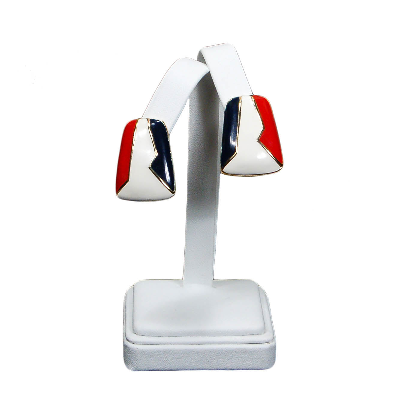 1980's Red White and Blue Clip Earrings by 1980s - Vintage Meet Modern Vintage Jewelry - Chicago, Illinois - #oldhollywoodglamour #vintagemeetmodern #designervintage #jewelrybox #antiquejewelry #vintagejewelry