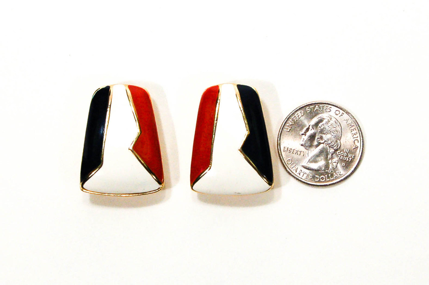 1980's Red White and Blue Clip Earrings by 1980s - Vintage Meet Modern Vintage Jewelry - Chicago, Illinois - #oldhollywoodglamour #vintagemeetmodern #designervintage #jewelrybox #antiquejewelry #vintagejewelry