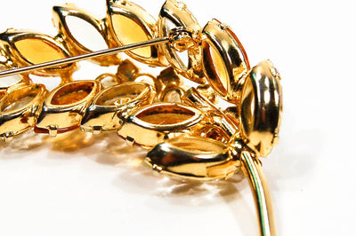 Amber Tone Leaf Rhinestone Brooch by Juliana D & E by Juliana D & E - Vintage Meet Modern Vintage Jewelry - Chicago, Illinois - #oldhollywoodglamour #vintagemeetmodern #designervintage #jewelrybox #antiquejewelry #vintagejewelry
