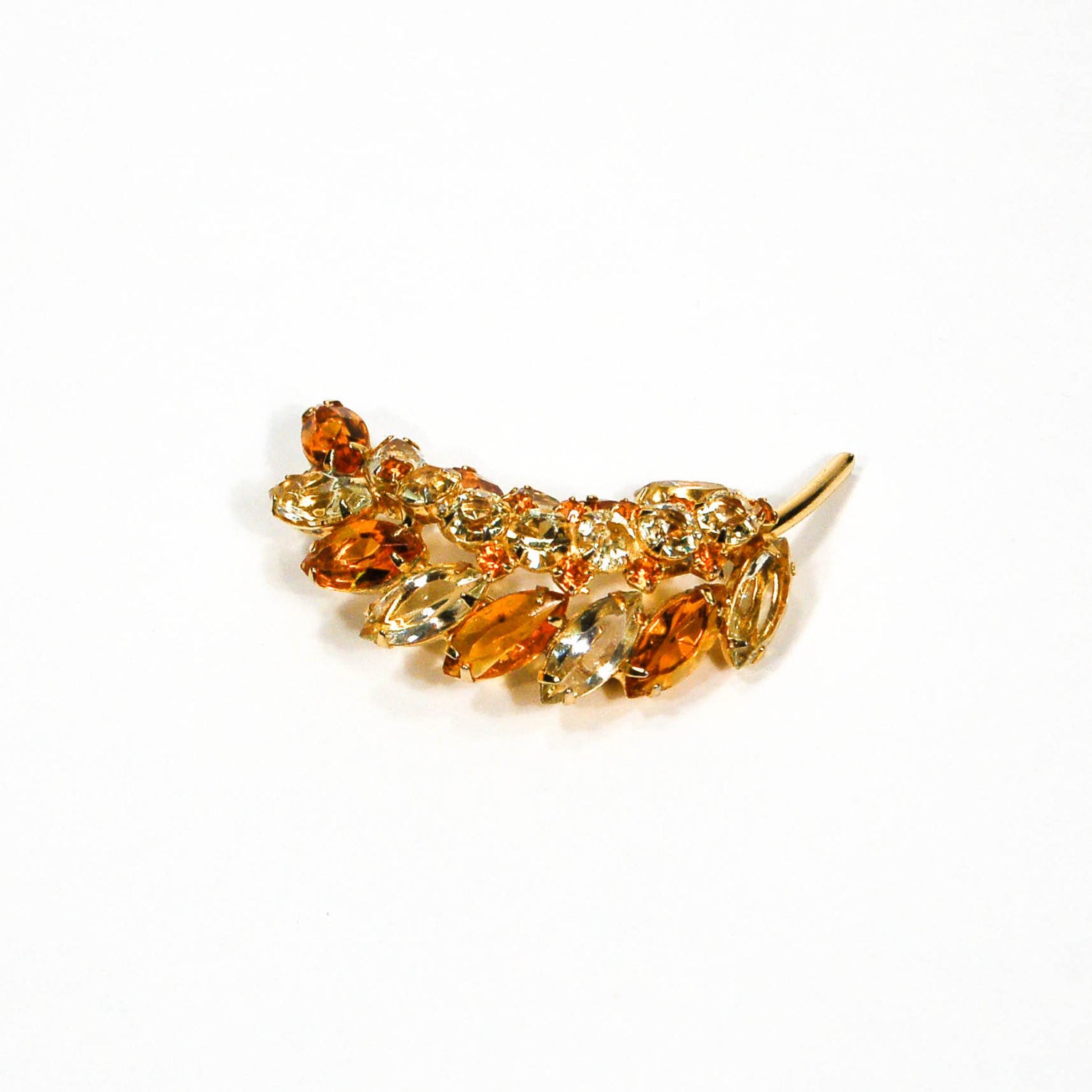 Amber Tone Leaf Rhinestone Brooch by Juliana D & E by Juliana D & E - Vintage Meet Modern Vintage Jewelry - Chicago, Illinois - #oldhollywoodglamour #vintagemeetmodern #designervintage #jewelrybox #antiquejewelry #vintagejewelry