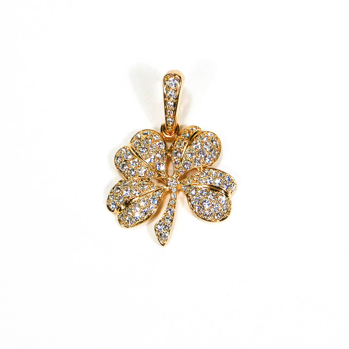 Gold Tone Rhinestone Shamrock Pendant by KJL
