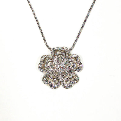 Sparkling Cubic Zirconia Flower Pendant Necklace by Nolan Miller by vintagemeetmodern - Vintage Meet Modern Vintage Jewelry - Chicago, Illinois - #oldhollywoodglamour #vintagemeetmodern #designervintage #jewelrybox #antiquejewelry #vintagejewelry