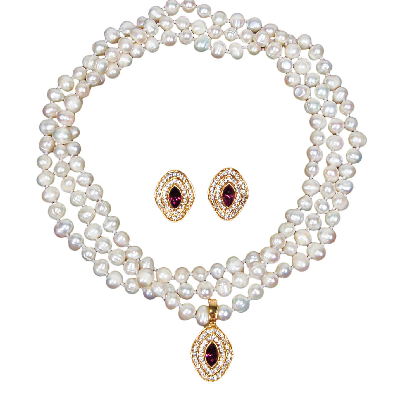 Purple Rhinestone Pendant and Earrings Set by 1980s - Vintage Meet Modern Vintage Jewelry - Chicago, Illinois - #oldhollywoodglamour #vintagemeetmodern #designervintage #jewelrybox #antiquejewelry #vintagejewelry