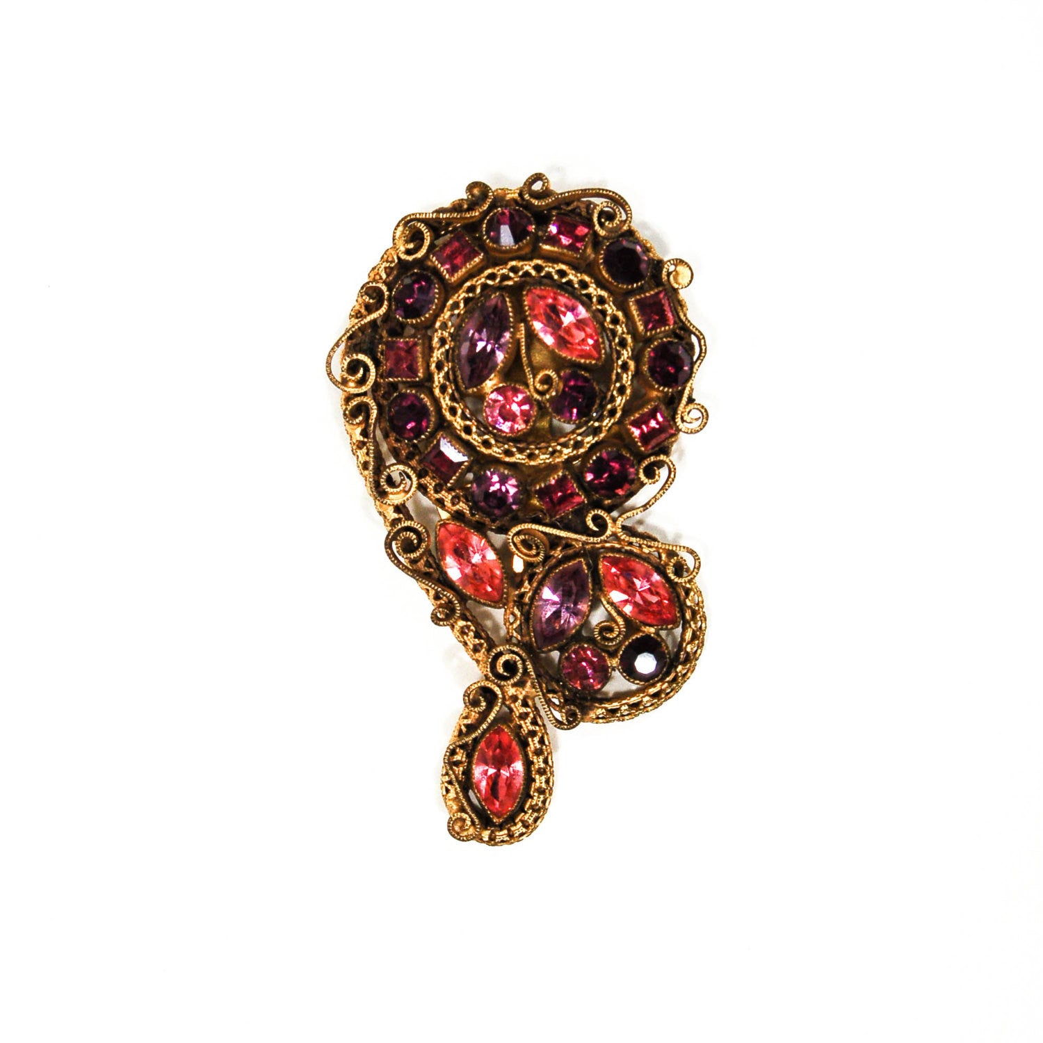 Art Deco Pink and Purple Rhinestone Dress Clip from Czech Republic by Czech - Vintage Meet Modern Vintage Jewelry - Chicago, Illinois - #oldhollywoodglamour #vintagemeetmodern #designervintage #jewelrybox #antiquejewelry #vintagejewelry