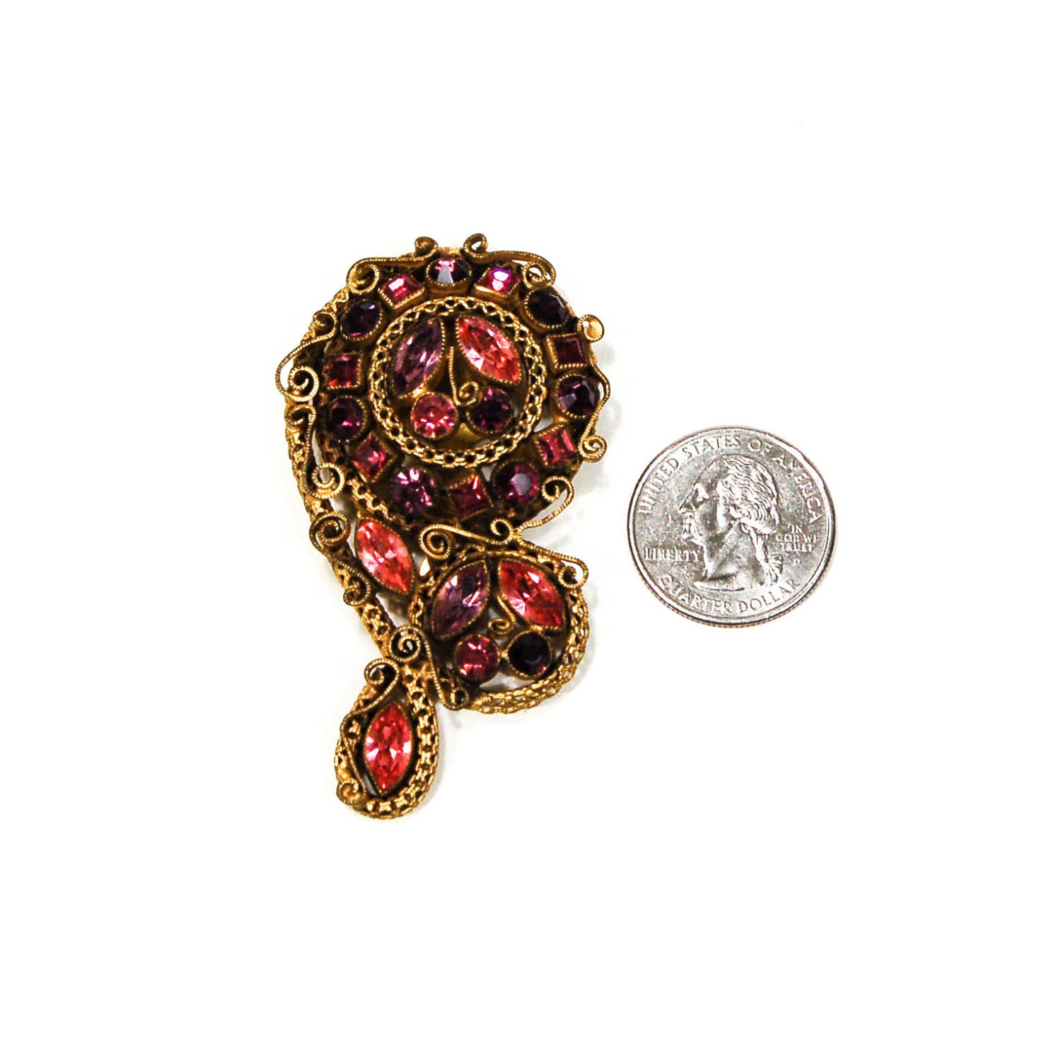 Art Deco Pink and Purple Rhinestone Dress Clip from Czech Republic by Czech - Vintage Meet Modern Vintage Jewelry - Chicago, Illinois - #oldhollywoodglamour #vintagemeetmodern #designervintage #jewelrybox #antiquejewelry #vintagejewelry