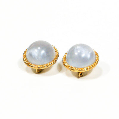 Moonstone Lucite Clip Earrings by 1960s Vintage - Vintage Meet Modern Vintage Jewelry - Chicago, Illinois - #oldhollywoodglamour #vintagemeetmodern #designervintage #jewelrybox #antiquejewelry #vintagejewelry