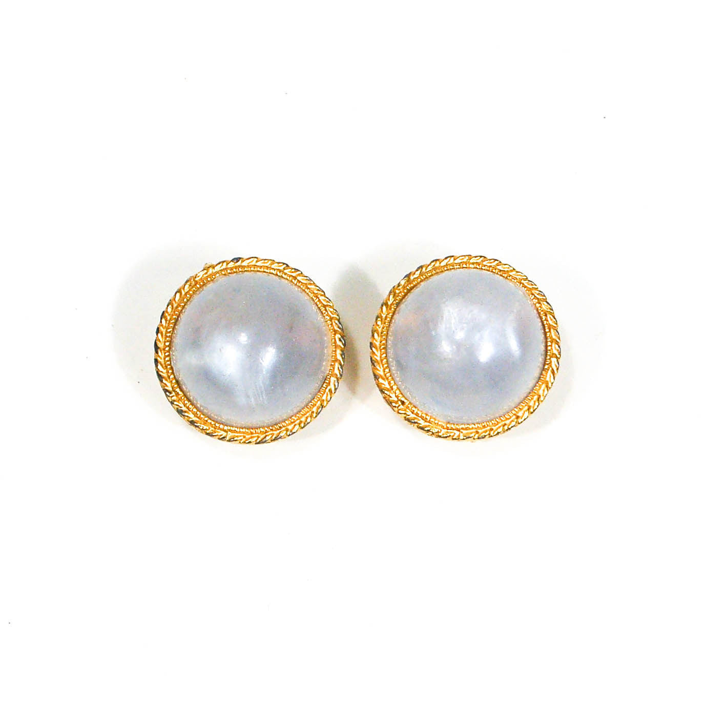 Moonstone Lucite Clip Earrings by 1960s Vintage - Vintage Meet Modern Vintage Jewelry - Chicago, Illinois - #oldhollywoodglamour #vintagemeetmodern #designervintage #jewelrybox #antiquejewelry #vintagejewelry