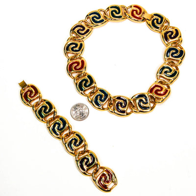 Bold Gold and Jewel Tone Statement Necklace and Bracelet Set by 1980s - Vintage Meet Modern Vintage Jewelry - Chicago, Illinois - #oldhollywoodglamour #vintagemeetmodern #designervintage #jewelrybox #antiquejewelry #vintagejewelry