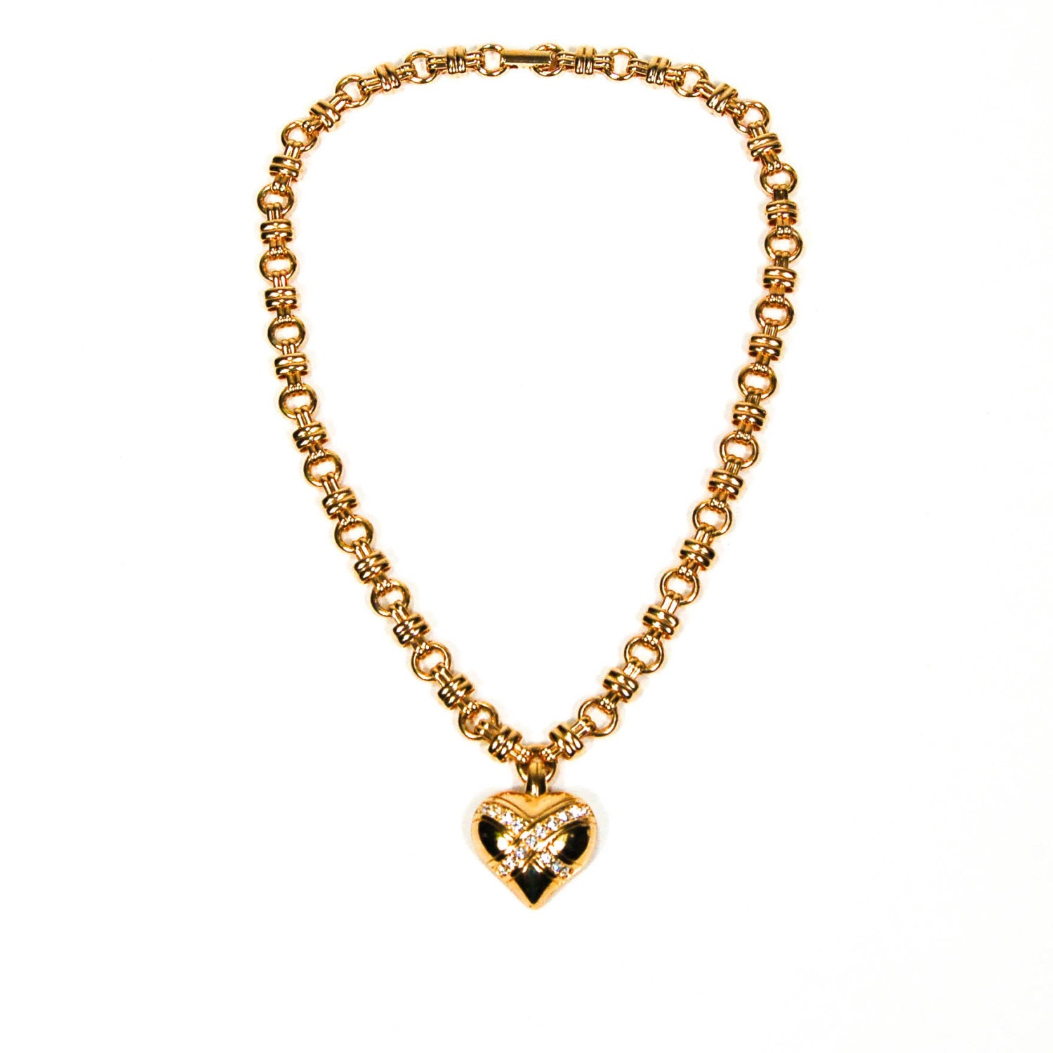 Rhinestone Heart Charm Necklace by Swarovski by Swarovski - Vintage Meet Modern Vintage Jewelry - Chicago, Illinois - #oldhollywoodglamour #vintagemeetmodern #designervintage #jewelrybox #antiquejewelry #vintagejewelry