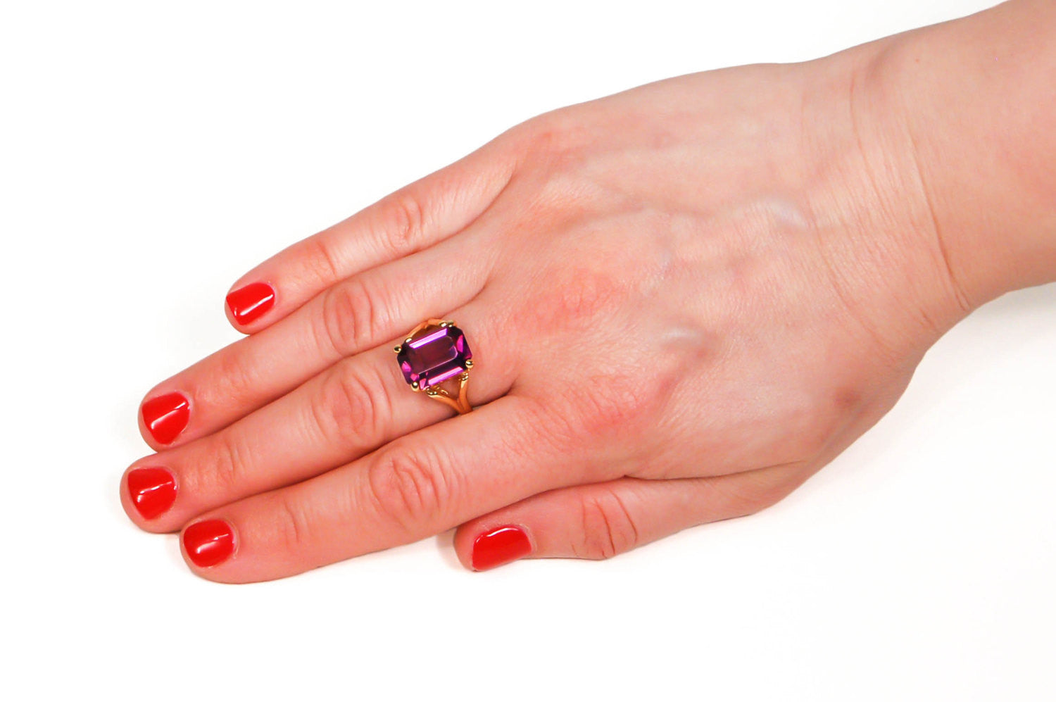 Purple Rhinestone Cocktail Statement Ring by 1980s - Vintage Meet Modern Vintage Jewelry - Chicago, Illinois - #oldhollywoodglamour #vintagemeetmodern #designervintage #jewelrybox #antiquejewelry #vintagejewelry