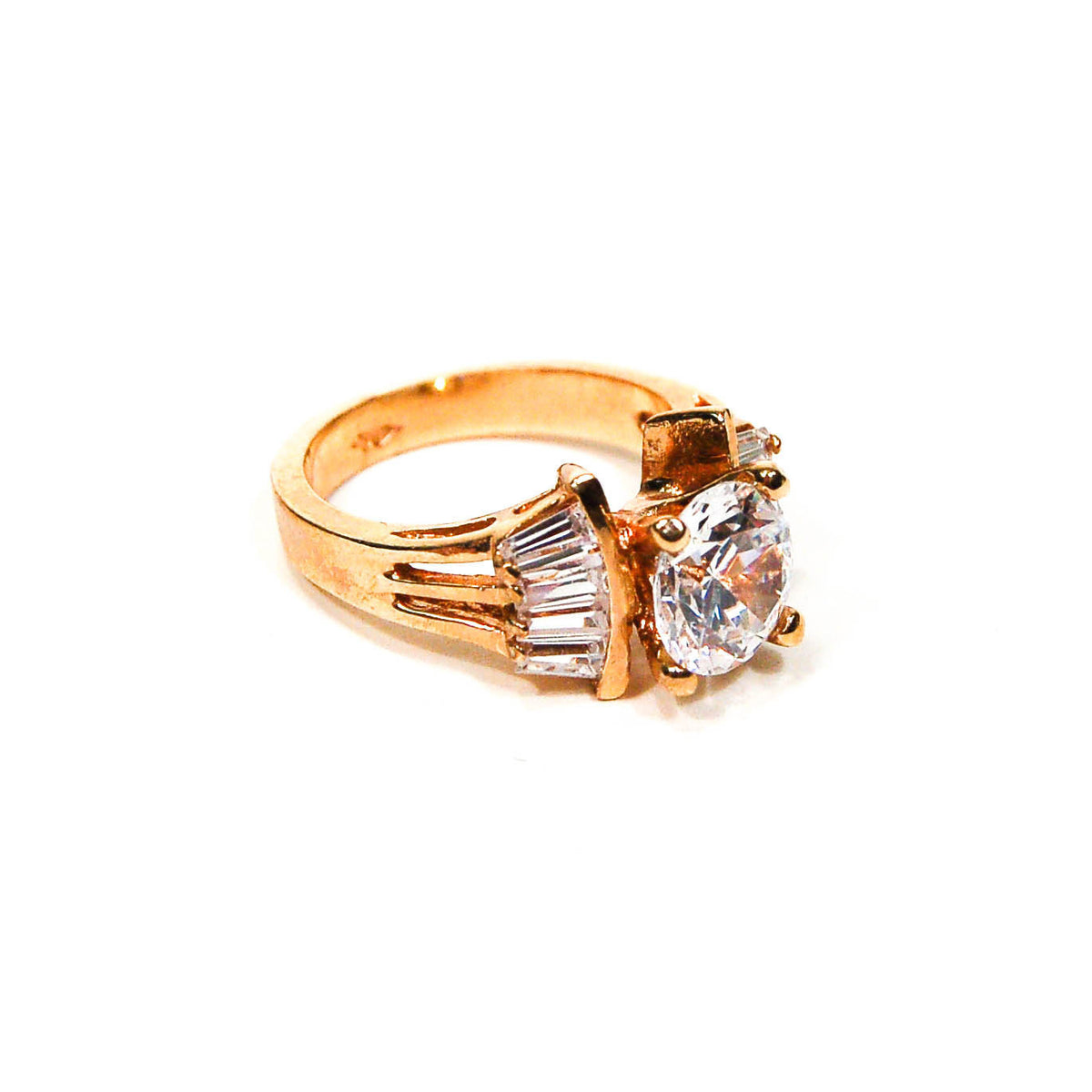 Solitaire CZ 18kt Gold Vermeil Engagement Ring