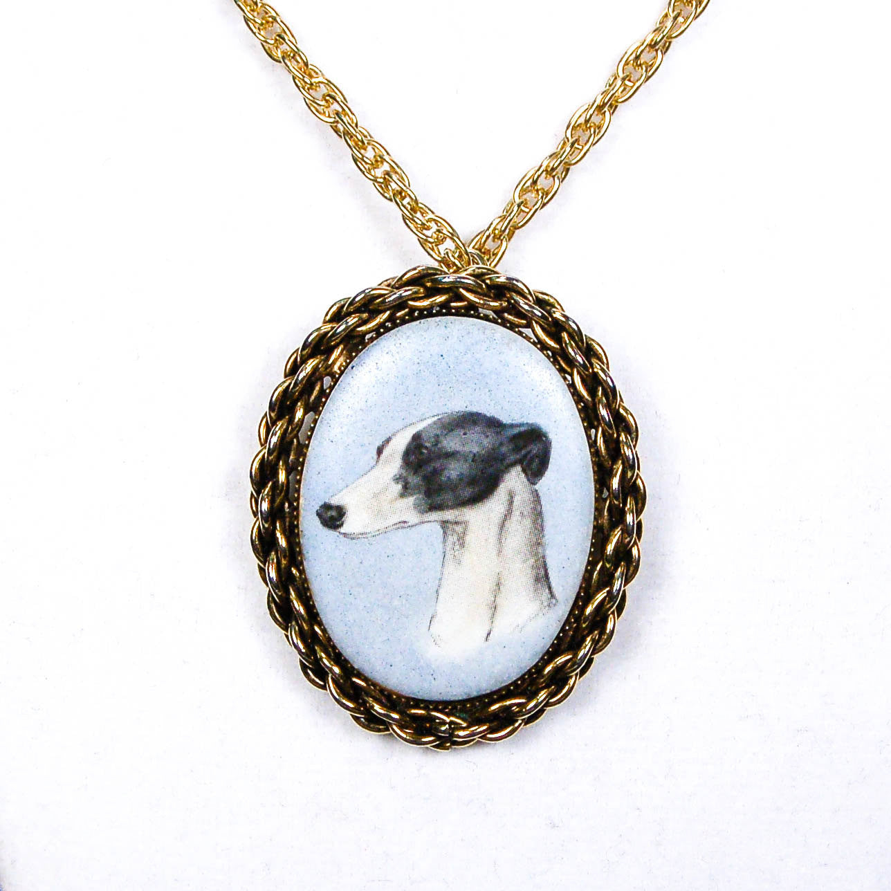 Whippet Dog Portait Brooch and Pendant by 1960s Vintage - Vintage Meet Modern Vintage Jewelry - Chicago, Illinois - #oldhollywoodglamour #vintagemeetmodern #designervintage #jewelrybox #antiquejewelry #vintagejewelry