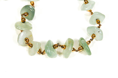Aquamarine and Gold Bead Necklace by Unsigned Beauty - Vintage Meet Modern Vintage Jewelry - Chicago, Illinois - #oldhollywoodglamour #vintagemeetmodern #designervintage #jewelrybox #antiquejewelry #vintagejewelry