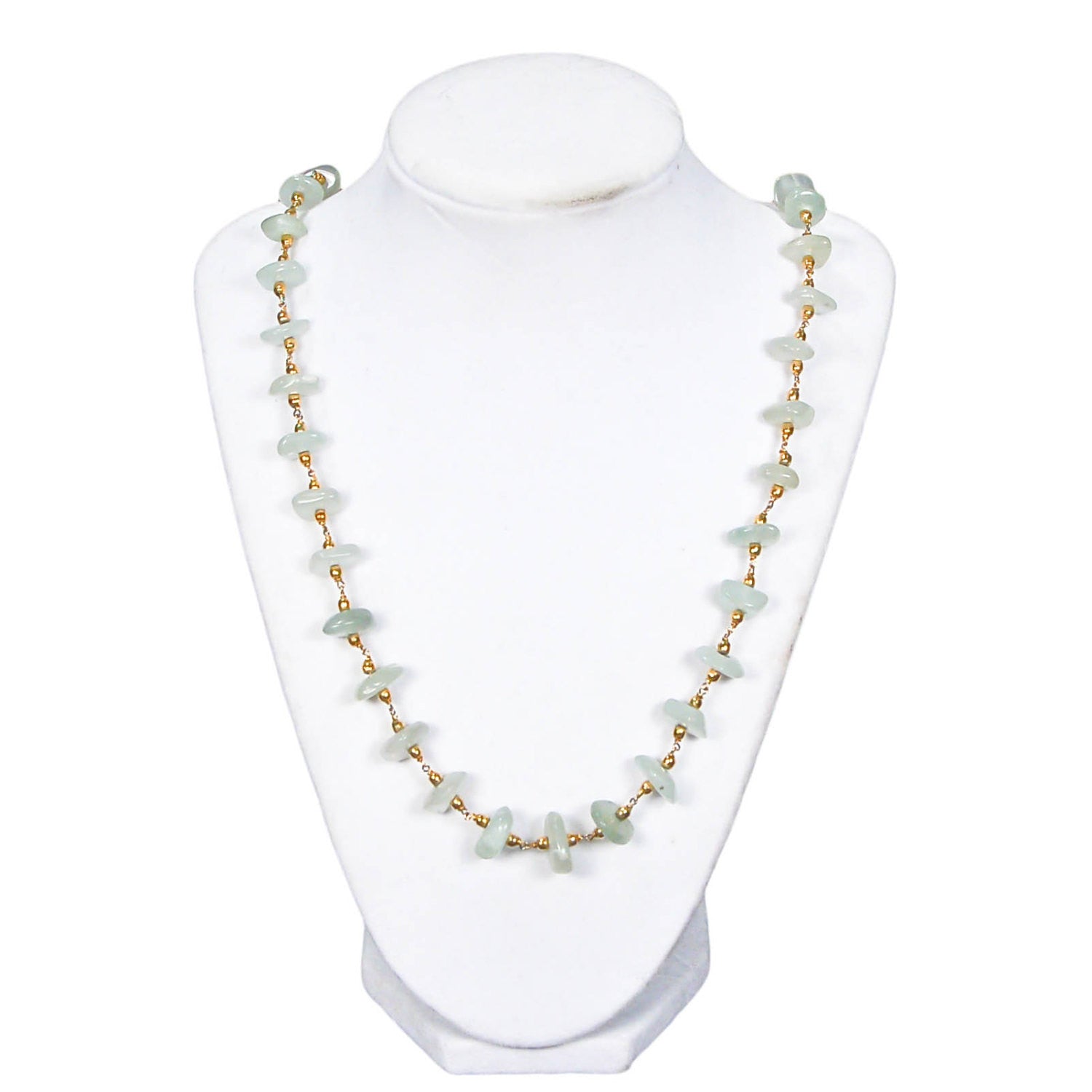Aquamarine and Gold Bead Necklace by Unsigned Beauty - Vintage Meet Modern Vintage Jewelry - Chicago, Illinois - #oldhollywoodglamour #vintagemeetmodern #designervintage #jewelrybox #antiquejewelry #vintagejewelry
