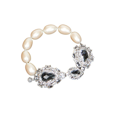 Monet Pearl and Crystal Rhinestone Bracelet by Monet - Vintage Meet Modern Vintage Jewelry - Chicago, Illinois - #oldhollywoodglamour #vintagemeetmodern #designervintage #jewelrybox #antiquejewelry #vintagejewelry