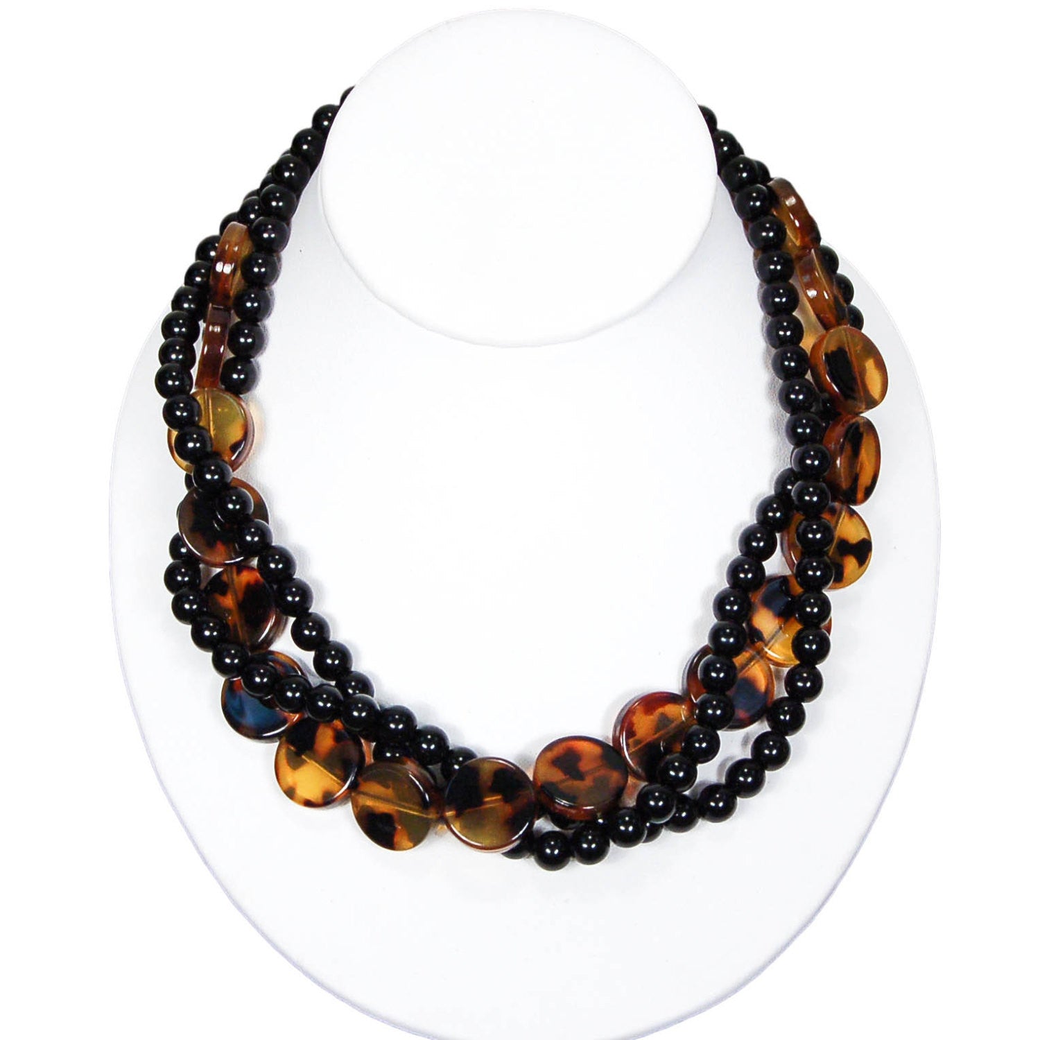 1970's Black Faux Tortoise Beaded Necklace by 1970's - Vintage Meet Modern Vintage Jewelry - Chicago, Illinois - #oldhollywoodglamour #vintagemeetmodern #designervintage #jewelrybox #antiquejewelry #vintagejewelry