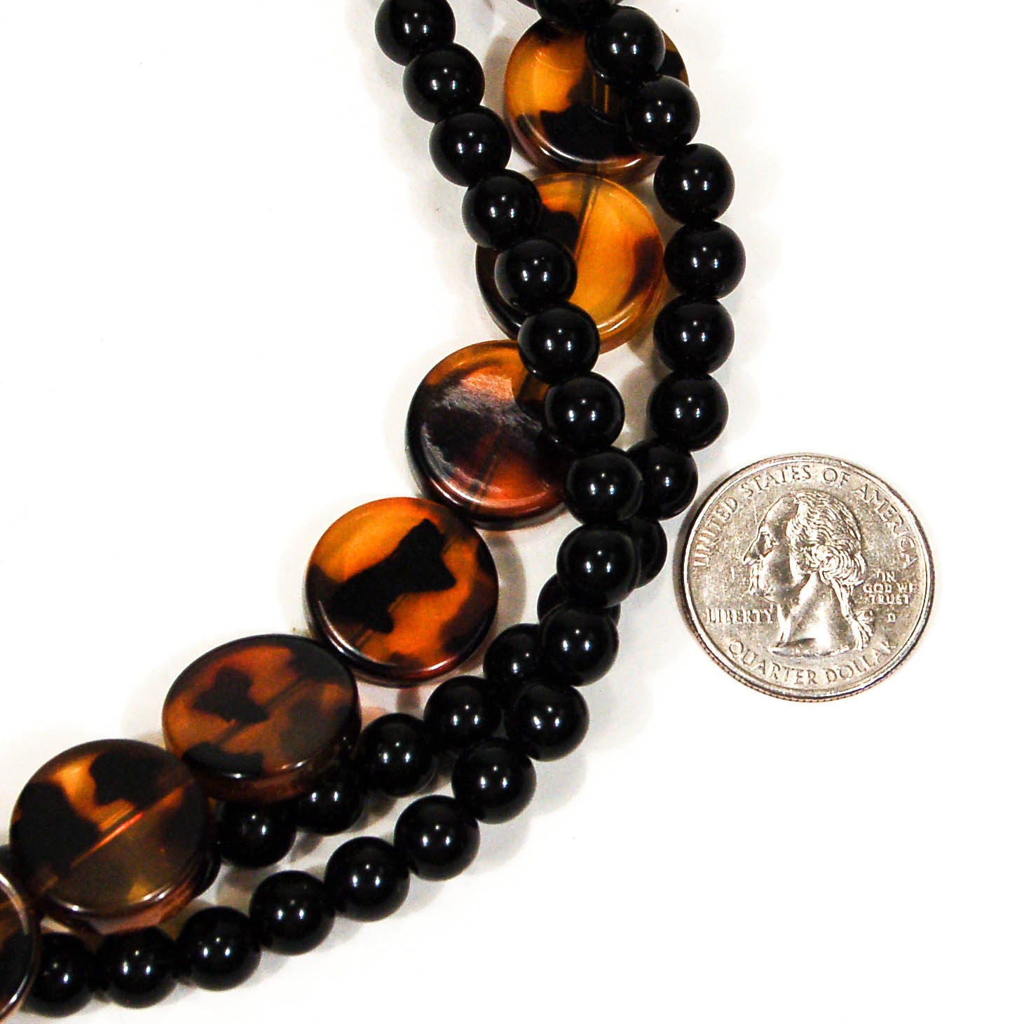 1970's Black Faux Tortoise Beaded Necklace by 1970's - Vintage Meet Modern Vintage Jewelry - Chicago, Illinois - #oldhollywoodglamour #vintagemeetmodern #designervintage #jewelrybox #antiquejewelry #vintagejewelry