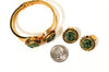 1960's Gold Tone Jade Chip Earrings and Bracelet Set by 1960s Vintage - Vintage Meet Modern Vintage Jewelry - Chicago, Illinois - #oldhollywoodglamour #vintagemeetmodern #designervintage #jewelrybox #antiquejewelry #vintagejewelry