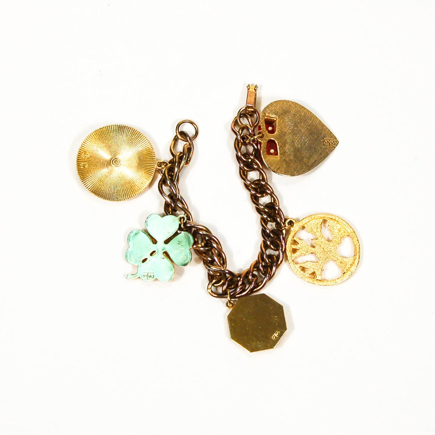 1950's Gold Tone Chunky Charm Bracelet by 1950's - Vintage Meet Modern Vintage Jewelry - Chicago, Illinois - #oldhollywoodglamour #vintagemeetmodern #designervintage #jewelrybox #antiquejewelry #vintagejewelry